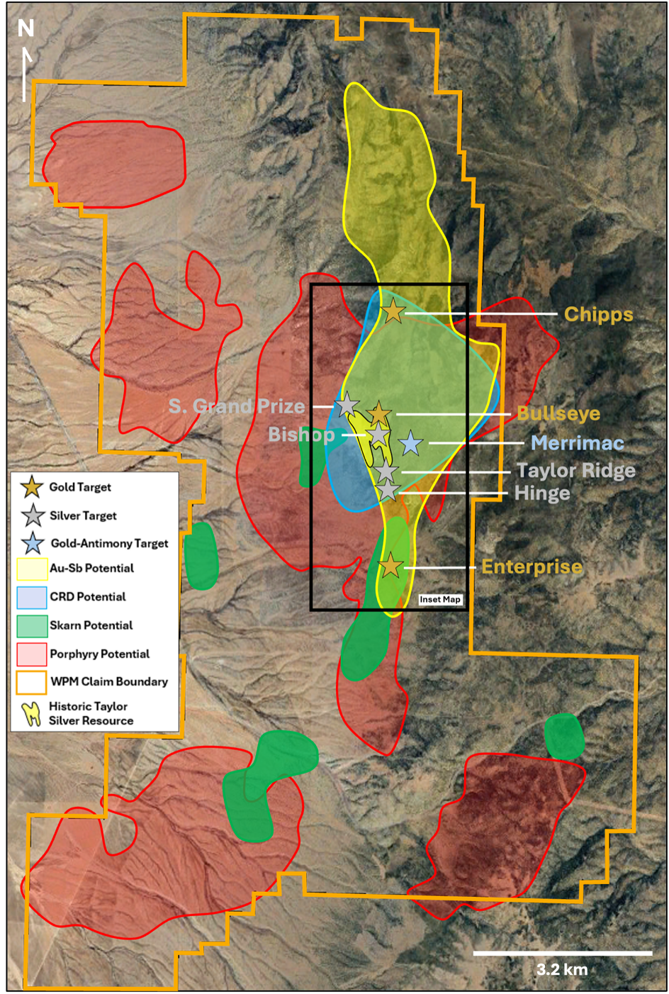 Taylor District Claim Map And Mineralization Zones